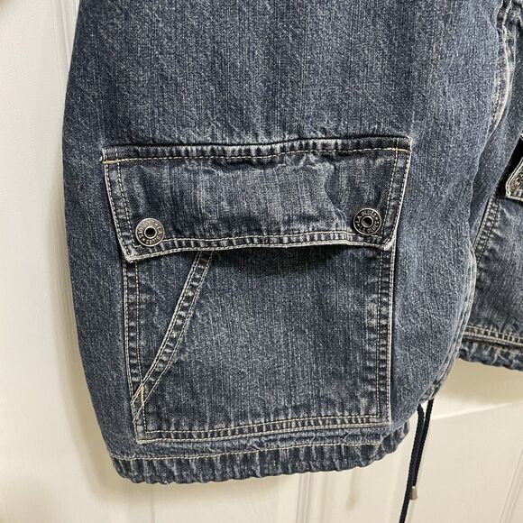 Vintage LA Blues Denim Chore Coat Barn Jacket Jean 90s Y2K Hood Zip Womens 18 20 - Picture 4 of 15